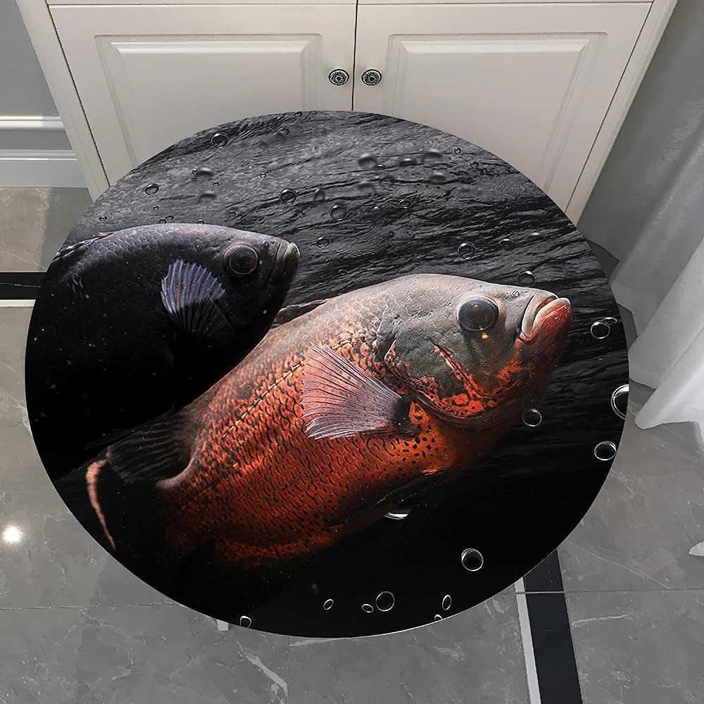 Hixingo Nappe Ronde Lavable, Nappe De Table Avec Bord Élastique 3D Surf