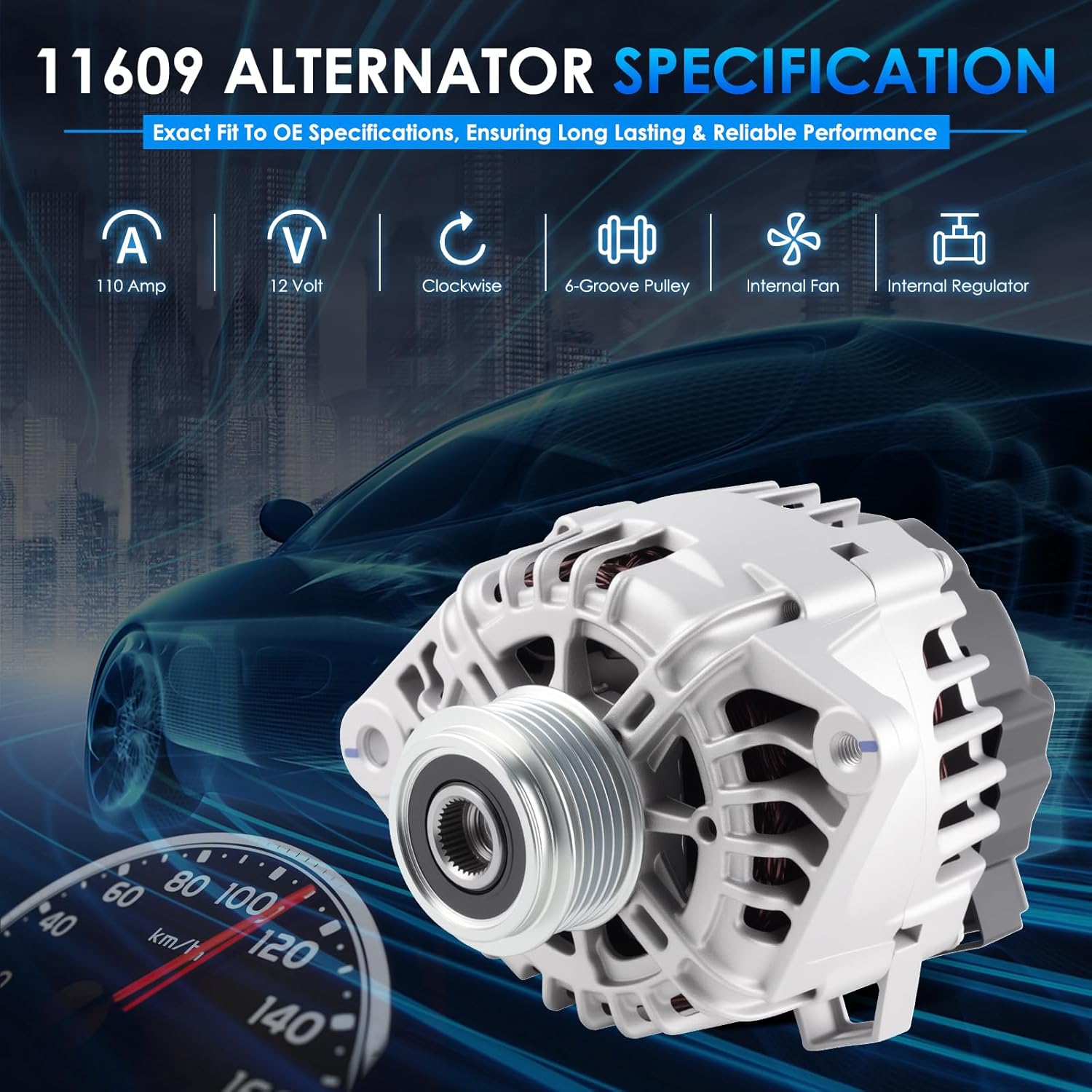 11609 Car Alternators Fit for Kia Soul 12-16, Forte Koup 14-16, Forte5 15-16, Rio 14-17, for Hyundai Veloster 13-17 L4 1.6L Automotive Replacement Alternator 373002B760, 2616559, 373002B760RU