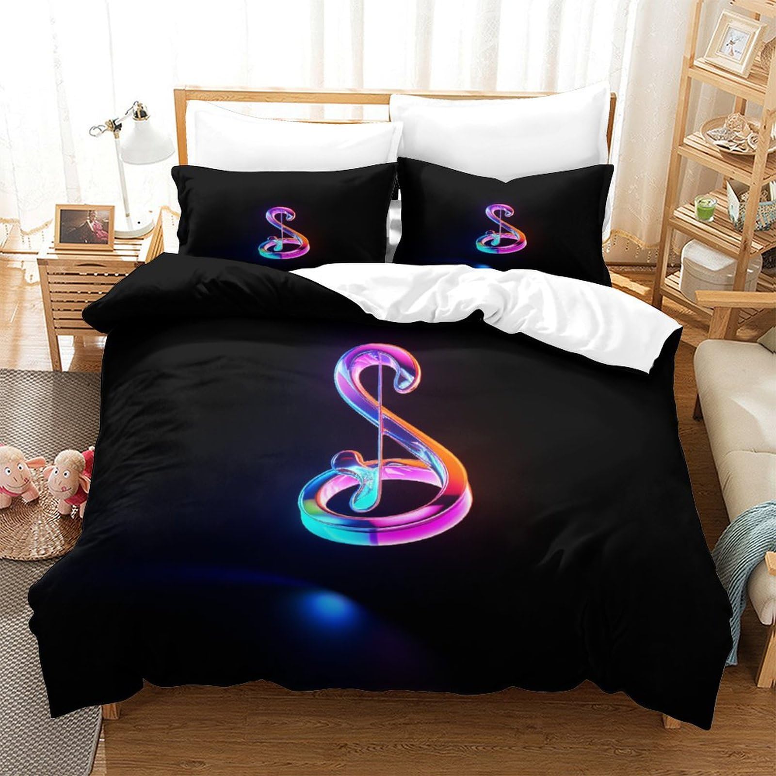 Housse de couette notes de musique 260x220 parure lit microf