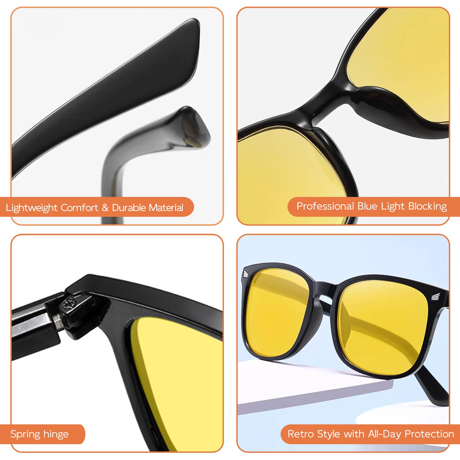 Lunettes de Conduite Nocturne Polarisées - Lunettes Anti-éblouissement pour Hommes et Femmes avec Verres Jaunes, Réduction de Fatigue Visuelle, Protection UV400, Design Élégant et Confortable