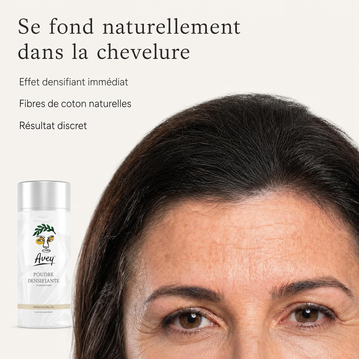 Avey Polvere densificante per capelli – Fibre per capelli naturali di cotone – Cammula le zone sparse – Effetto naturale – 27,5 g (castano medio)