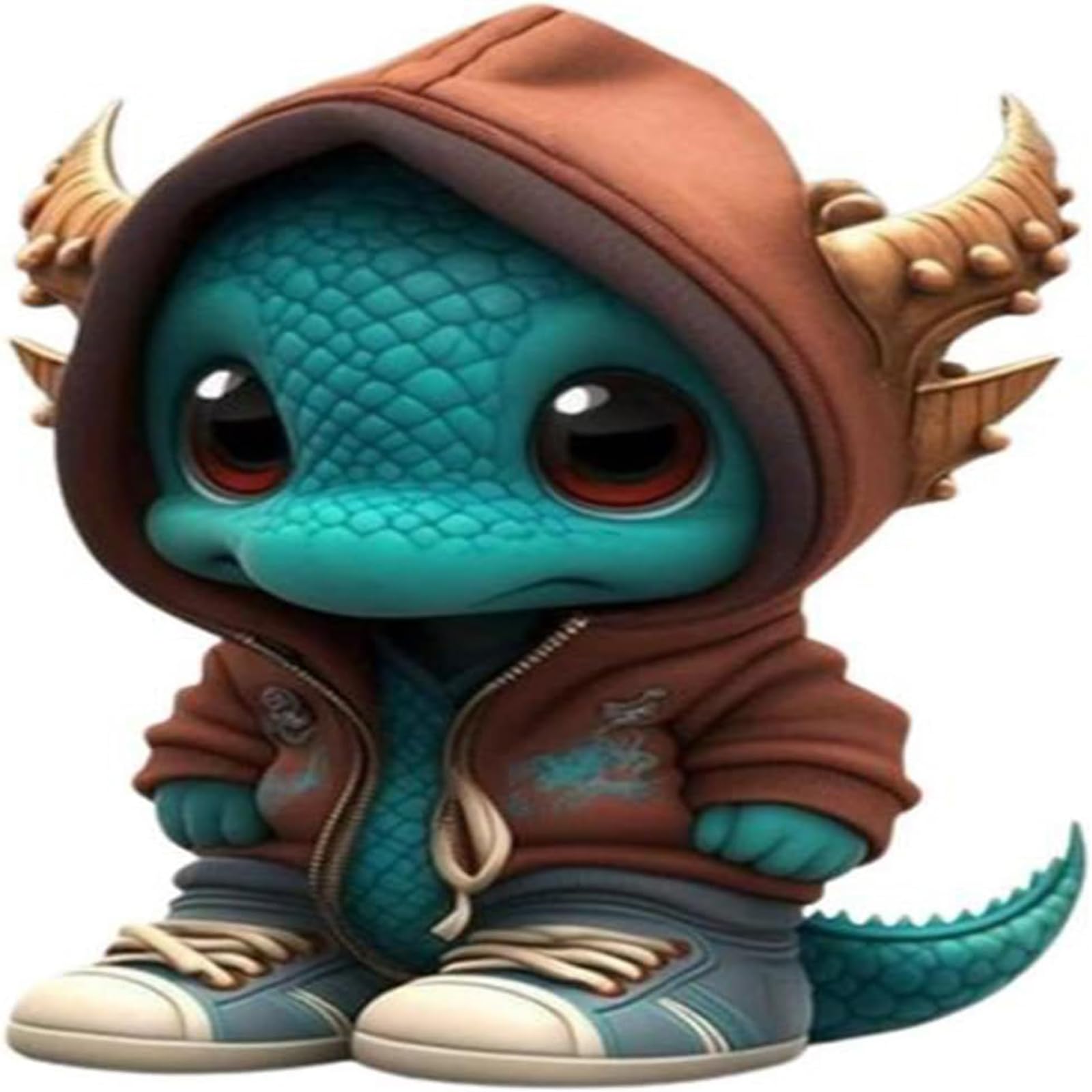 Ysaca Cool Dragon Figurines, Cute Cartoon Dragon Statues Unique Handcrafted Resin Dragon Statue Ornaments for Home Desk Office Garden (C)