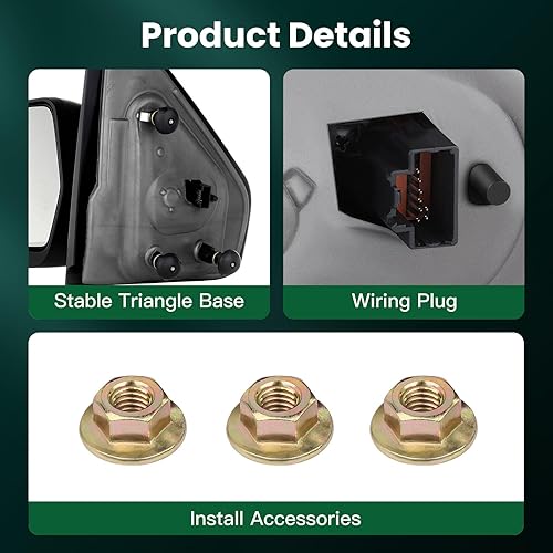 Miniatura 5 de SCITOO Espejo de remolque para Ford 2004-2006 para Ford F-150, espejos exteriores automotrices con luz LED intermitente delantera calentada (par)