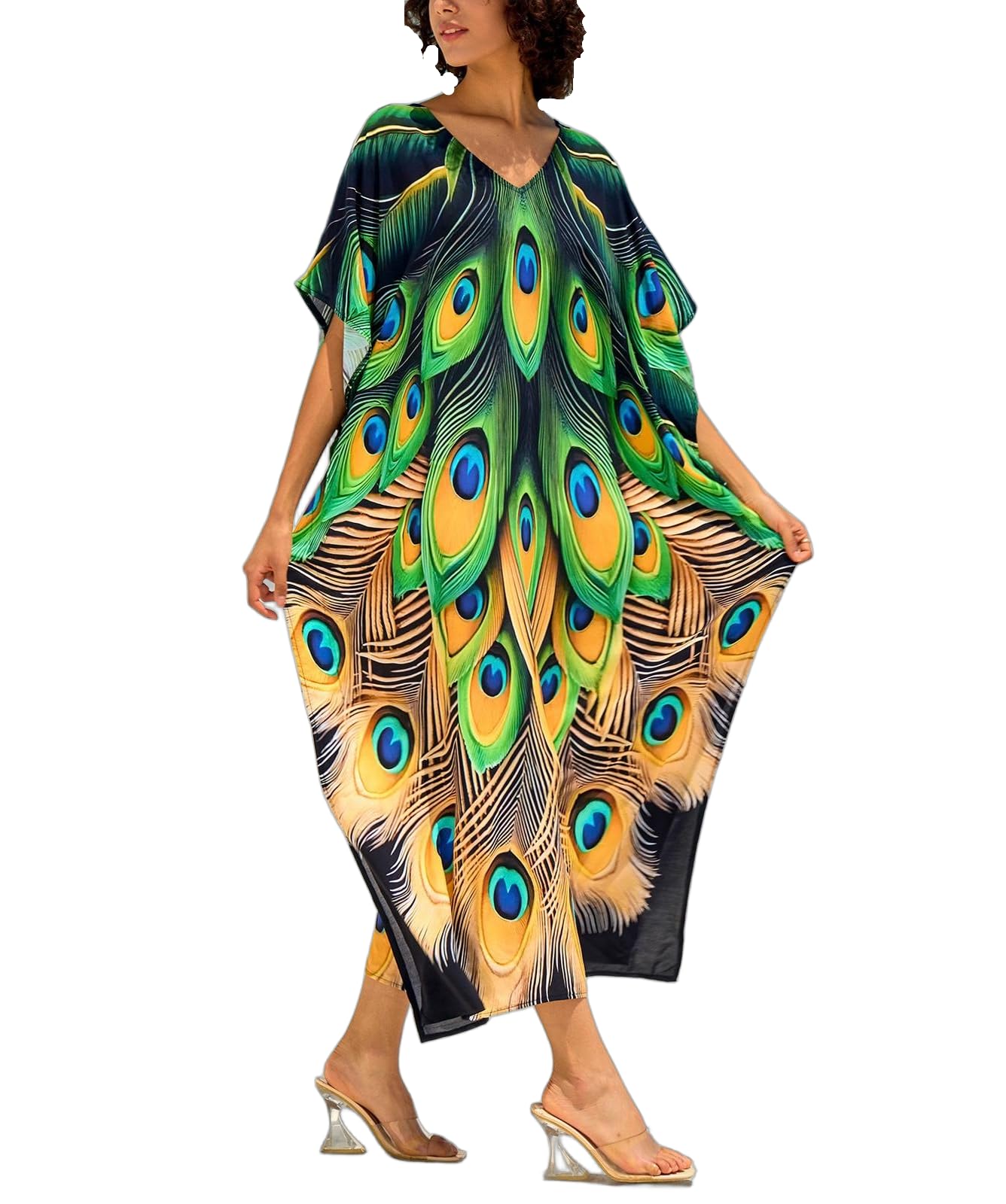 NFVNKJ Women's Plus Size Beach Lounge Kaftan Maxi Dress Swimsuit Coverup for Women