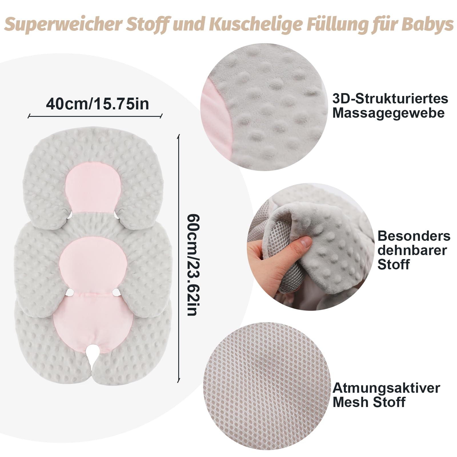 Coussin Siège Auto Bébé 2 En 1 - Support Tête Corps Nouveau-Né Pour Poussette Et Siège Voiture