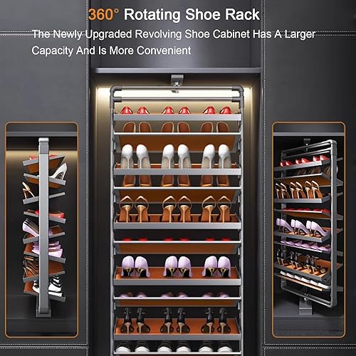 Miniatura 3 de Zapatero giratorio, zapatero de armario, zapatero moderno, rotación de 360, armarios de zapatos que ahorran espacio para entradas, armarios,