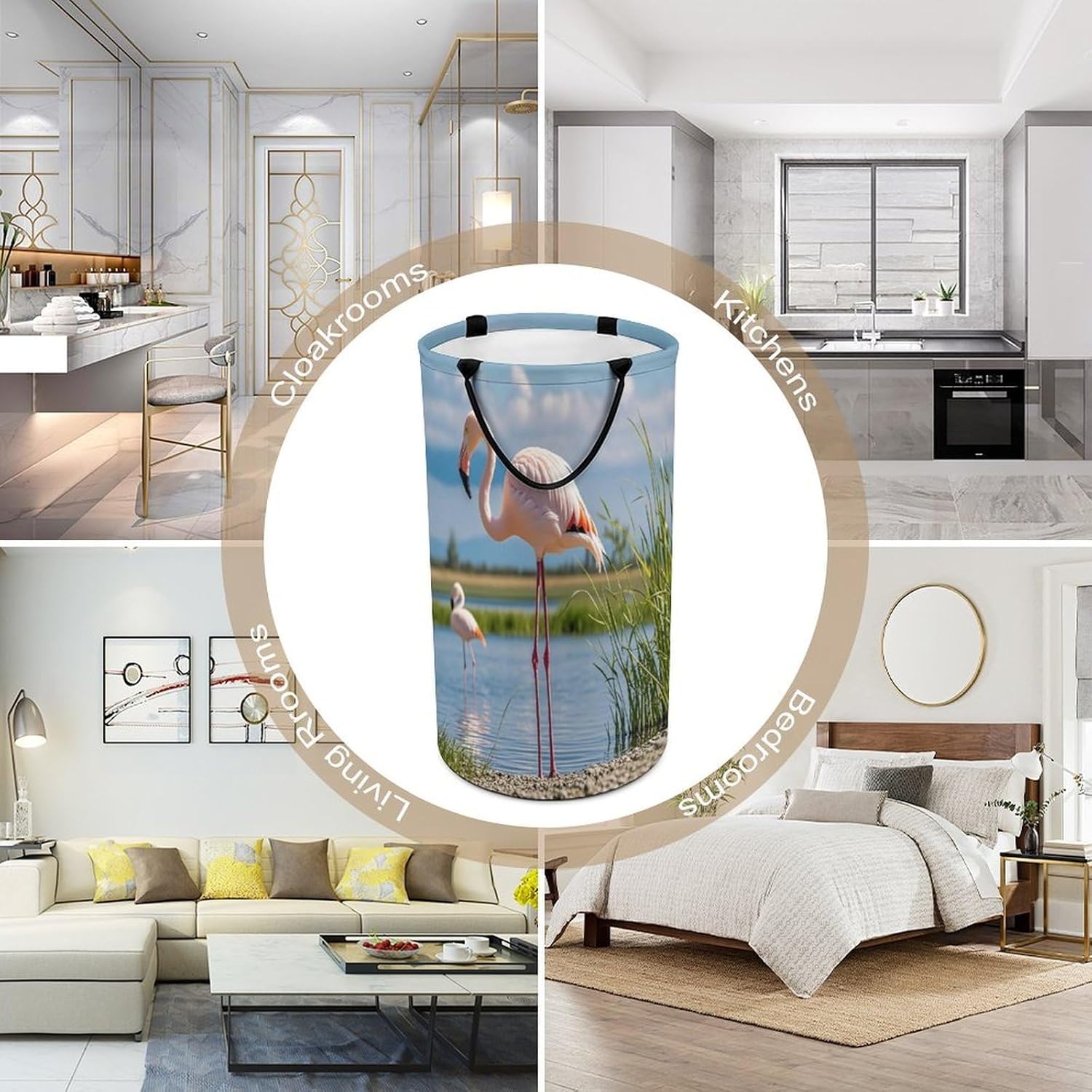 Flamingos Laundry Hamper Large Collapsible Laundry Basket with Handles Waterproof Clothes Hamper Portable Dirty Clothes Basket for Bedroom Laundry Room Closet Bathroom