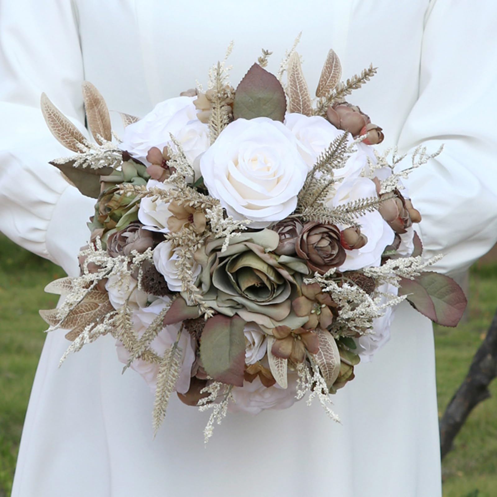 HJRegaFimu Bridal Bouquets For Wedding Artificial Rose Bride Vintage Bouquet Romantic French Decor