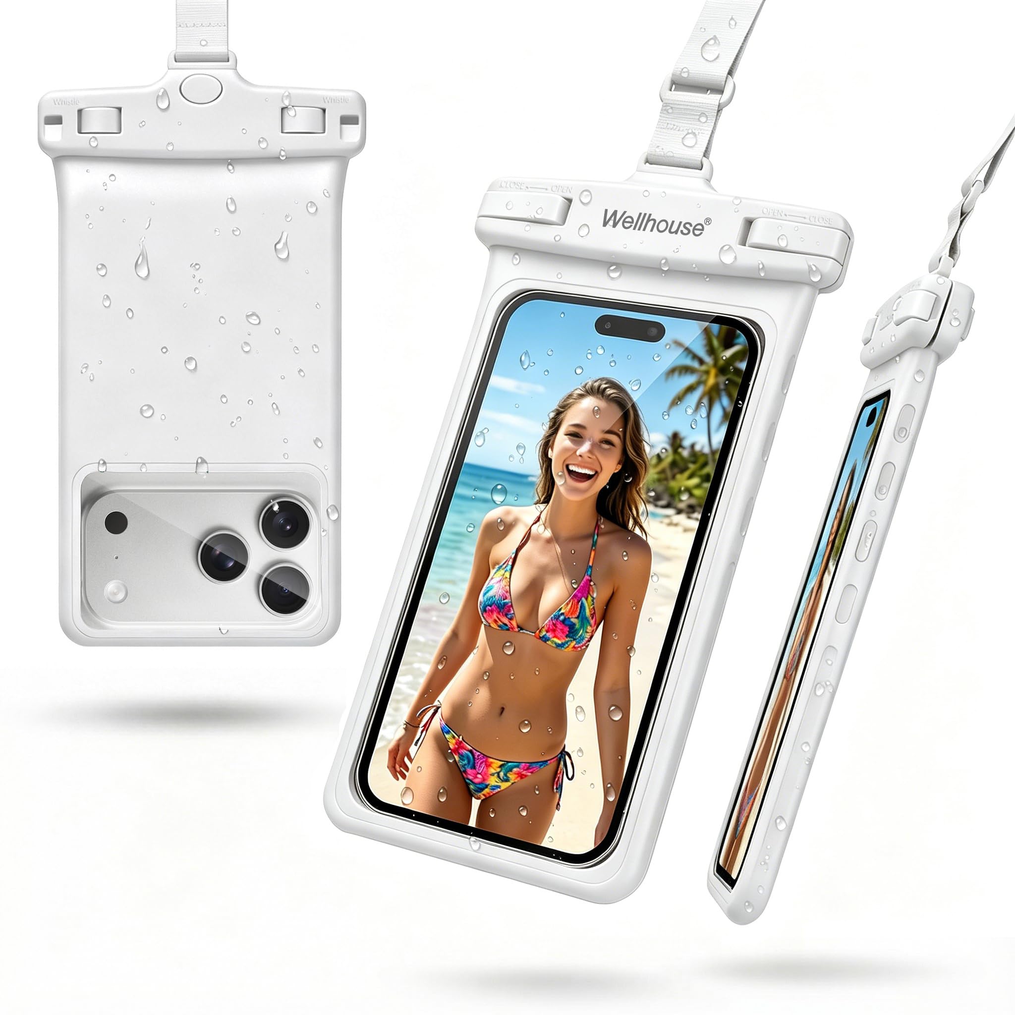wellhouse Waterproof Phone Pouch, Waterproof Phone Case for iPhone 16 15 14 13 12 Pro Max XS Samsung, IPX8 3D Cellphone Dry Bag Beach Essentials (1