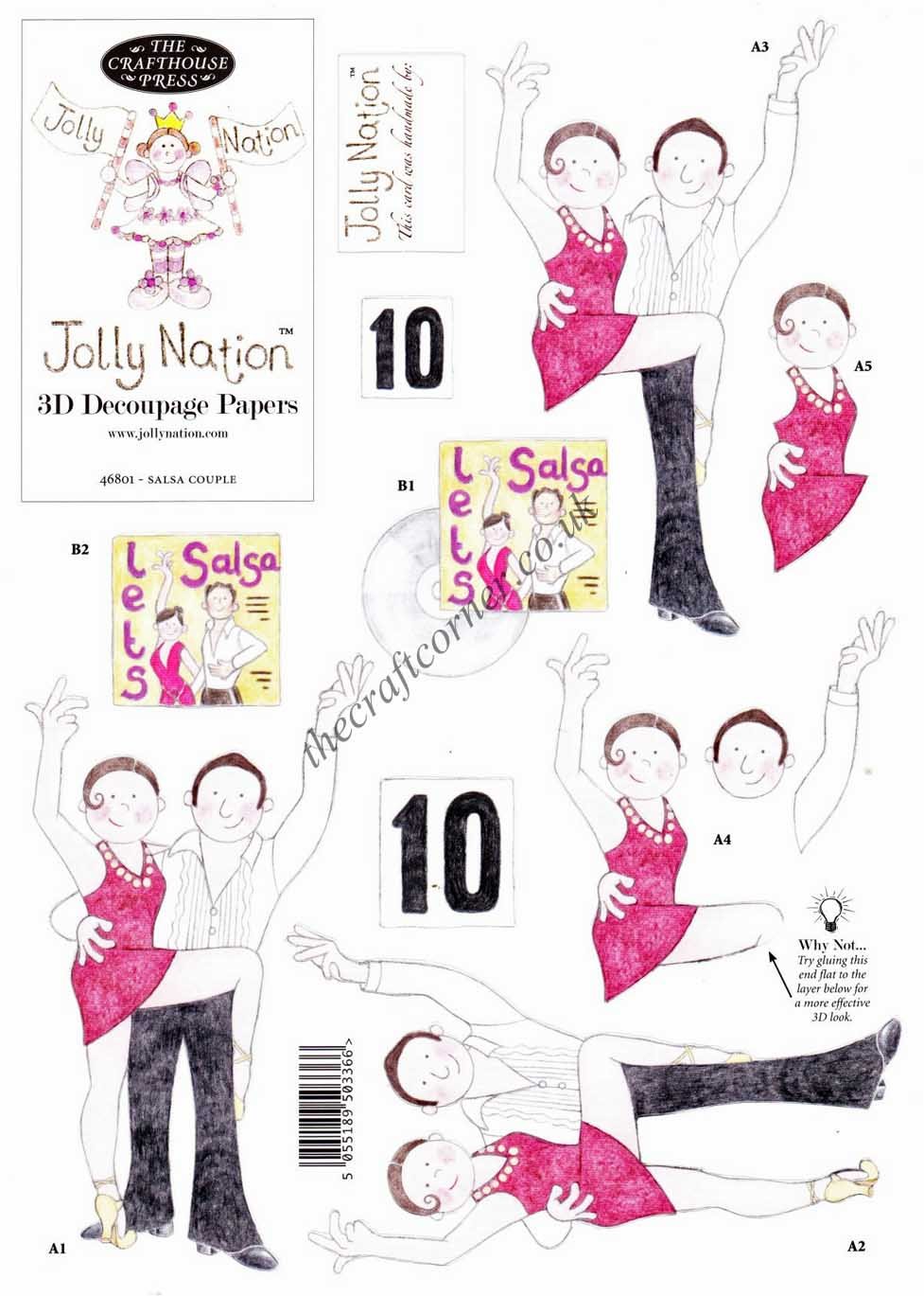 Jolly Nation - Salsa Couple Die Cut 3d Decoupage Sheet