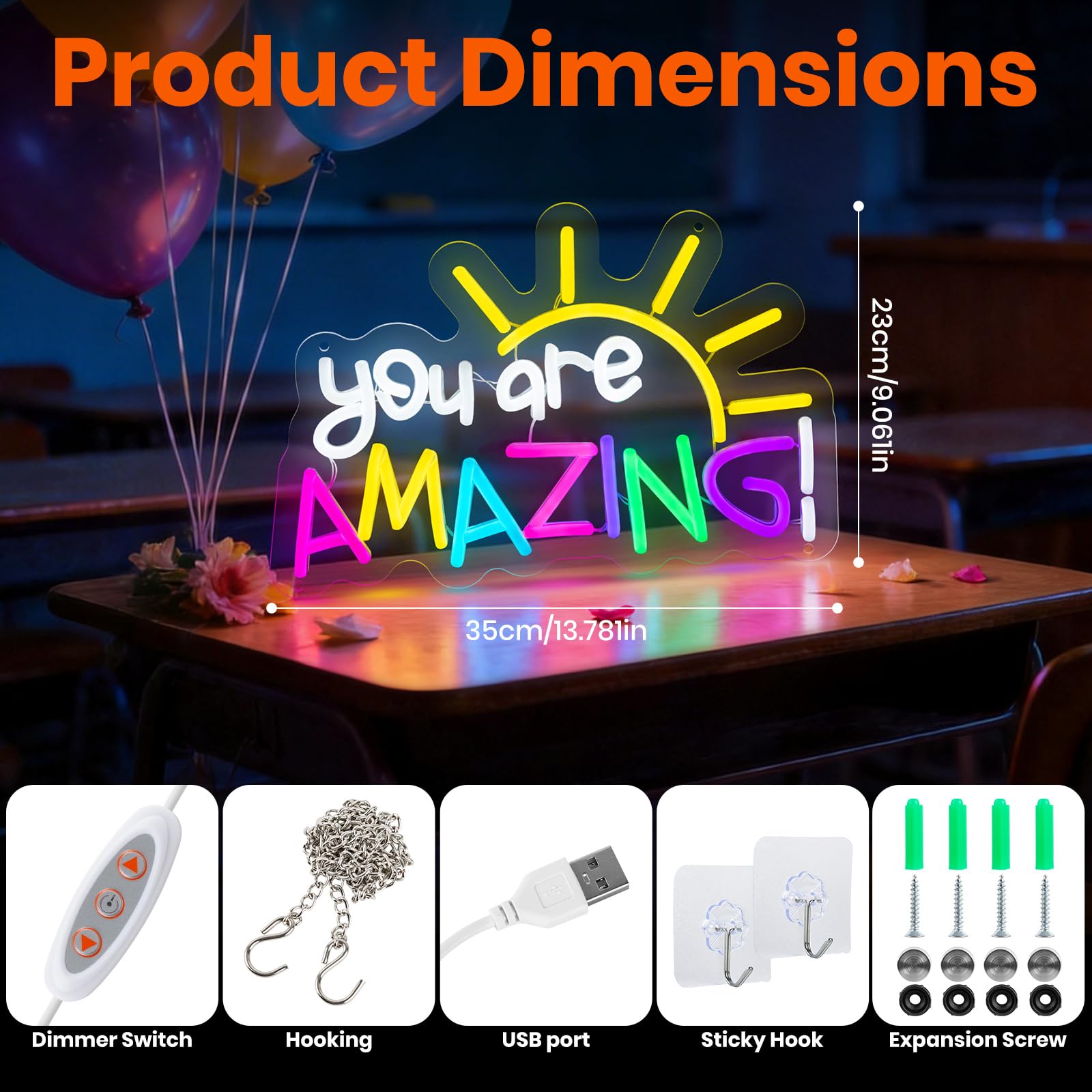 You Are Amazing neonowy znak, klasa neonowe znaki do dekoracji ścian, ściemniany znak świetlny LED USB do sypialni, klasy, domu, baru, przedszkola, na ślub, urodziny, przyjęcie, prezenty