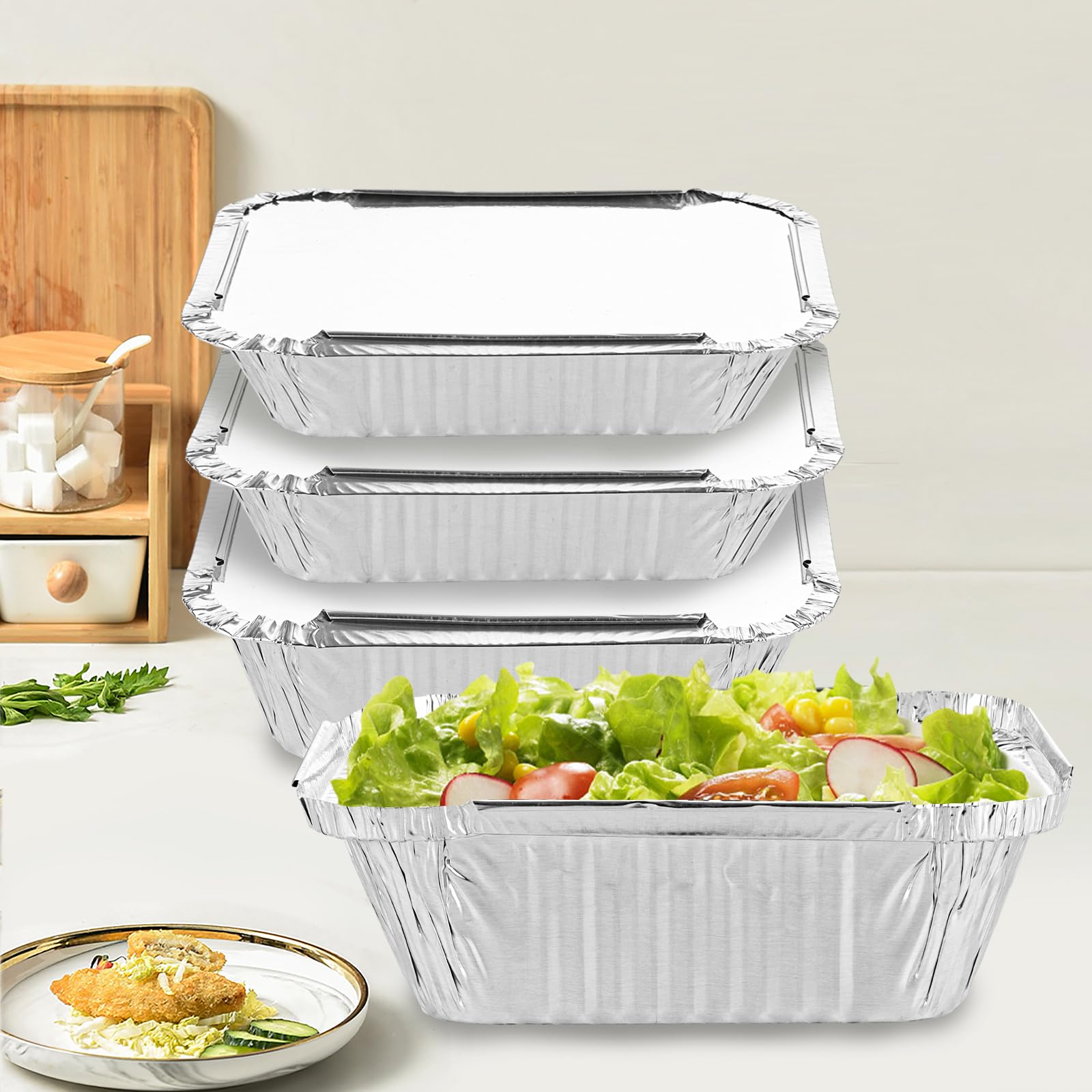 Lot de 125 barquettes en aluminium couvercle - 410 ml - Griller - 15 x 12 x 5 cm