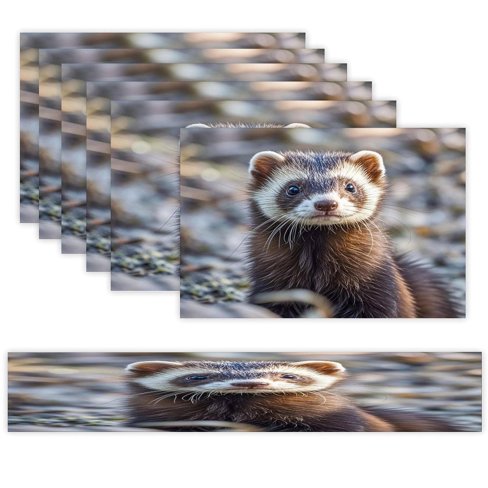 Hairy Ferret Table Runner and Placemats Set of 6 Heat Resistant Washable Table Runners Dining Mat Sets Modern Cloth Place Mats Linen Table Decor for Kitchen Dining Room