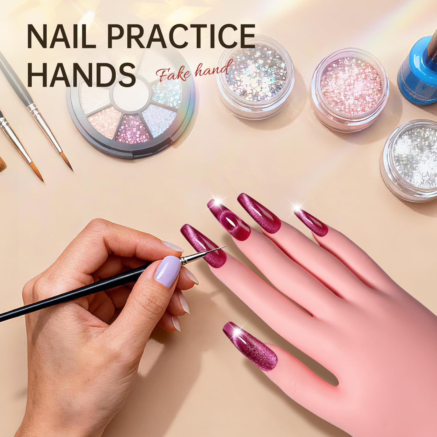 AORAEM Nail Trainning Practice Hand Flexible Soft Plastic Mannequin Hand Nail Art Trainer Manicure Practice Hand Tool 3