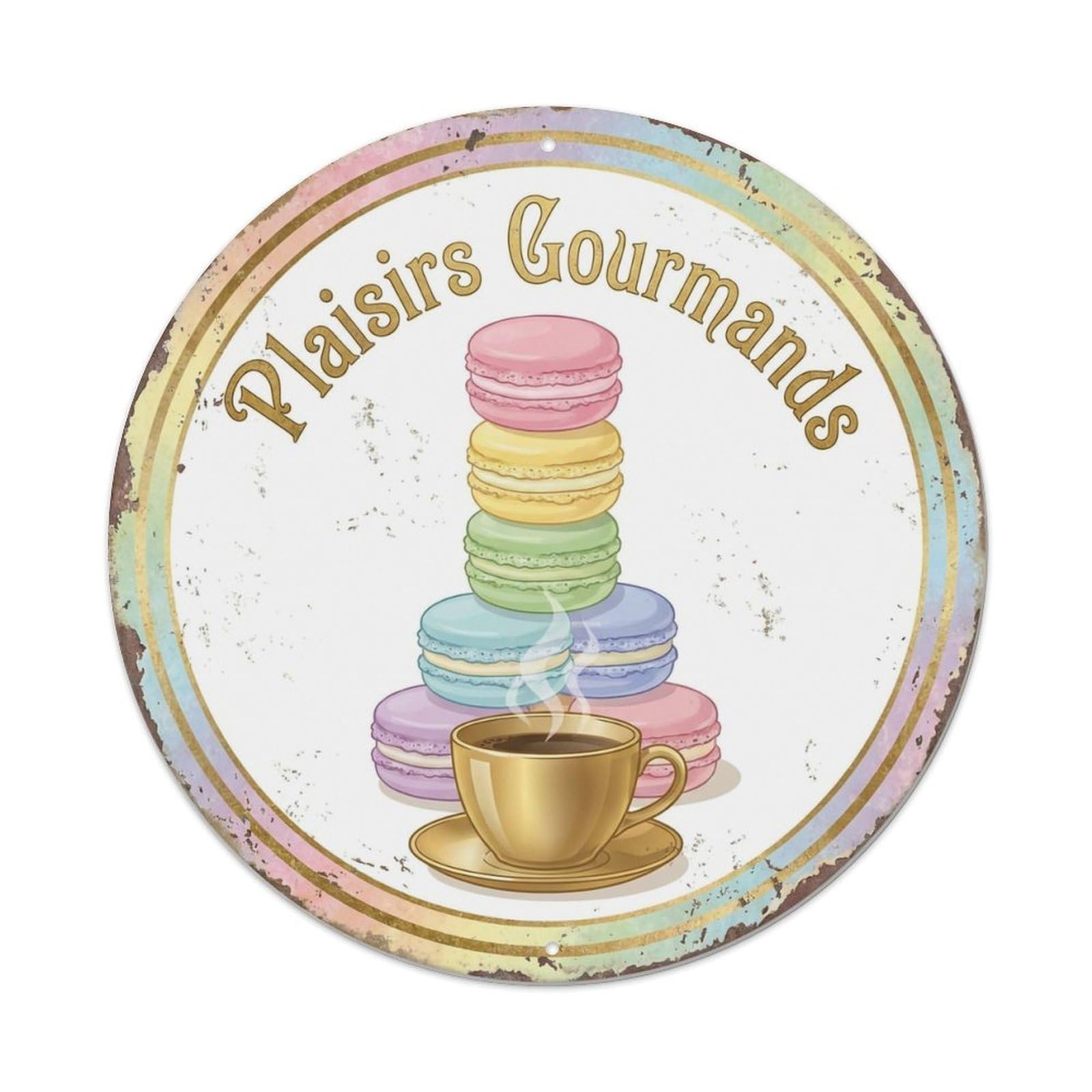 Gourmand Indulgent Gathering Gourmet Metal Tin Sign Plaque Wall Decor for Cafe, Club, Garden Round Metal Poster 8x8Inch