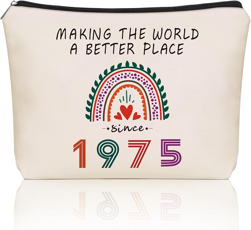Necessaire de maquiagem Girlly com estampa de letras, fechamento com zíper e forro de algodão, 20,07 x 17,02 x 1,07 cm