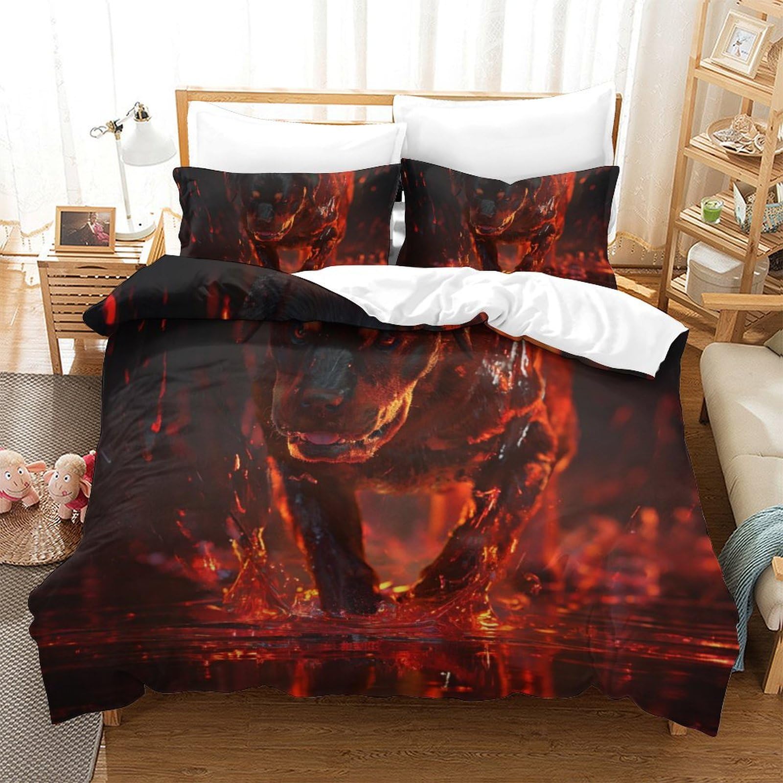 Housse de couette Chien Rowena 260x220 en microfibre pour lit Super King