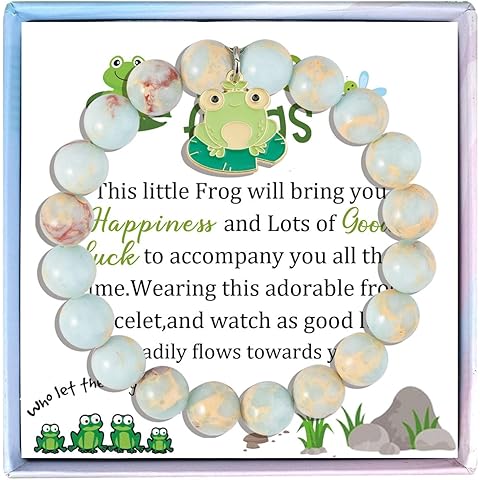 MollyQueen Frog Amethyst Bracelet for Women - Purple, Beaded, Modern, Unisex, Adult, 6.8 to 7.5 inches, Toggle Clasp, Cable Chain, Strand