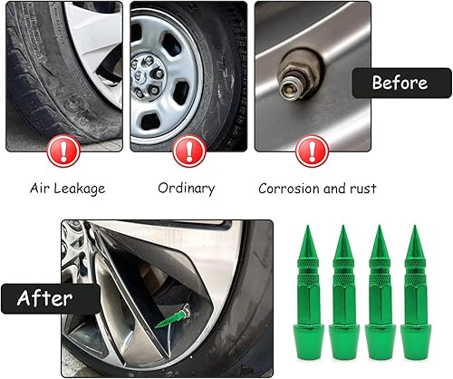 Miniatura 4 de 4 tapones de válvula de neumático, a prueba de polvo, tapones de válvula de aluminio con pinchos de 1.772 pulgadas, se adaptan a la mayoría de