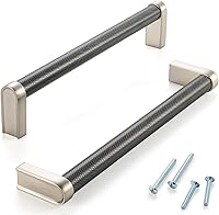 Vista 66 de Paquete de 5 tiradores de gabinete de 3–3/4 pulgadas estriado en negro y oro, manijas de gabinete mate en negro y oro cepillado AP1311, herrajes