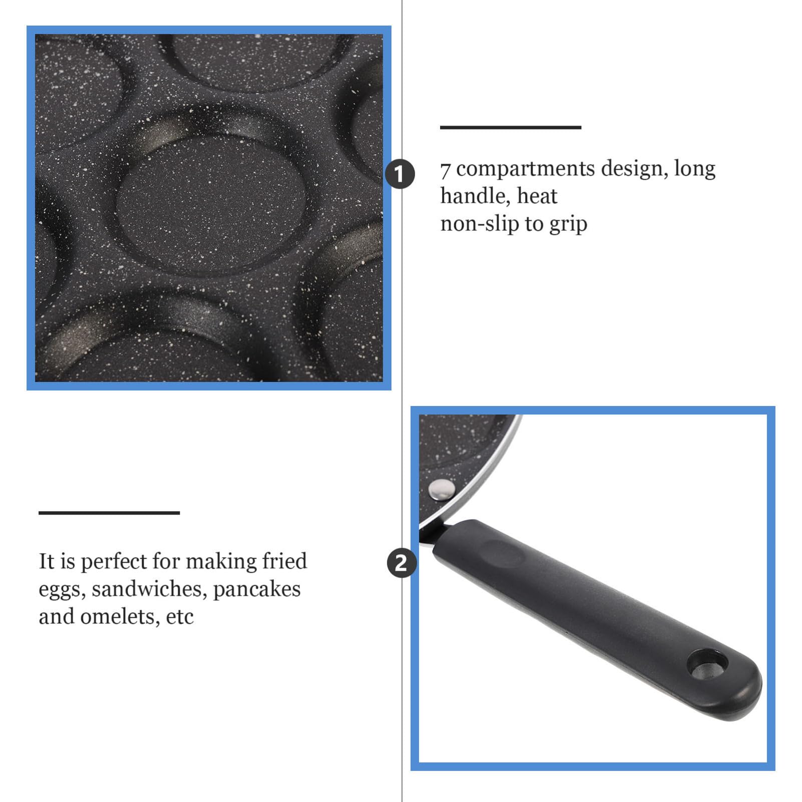 MAGICLULU Spiegeleipfanne mit Fächern Antihaftbeschichtet Bratpfanne für Omeletts und Eier Küchenhelfer aus Robustem Material für Zuhause und Restaurants