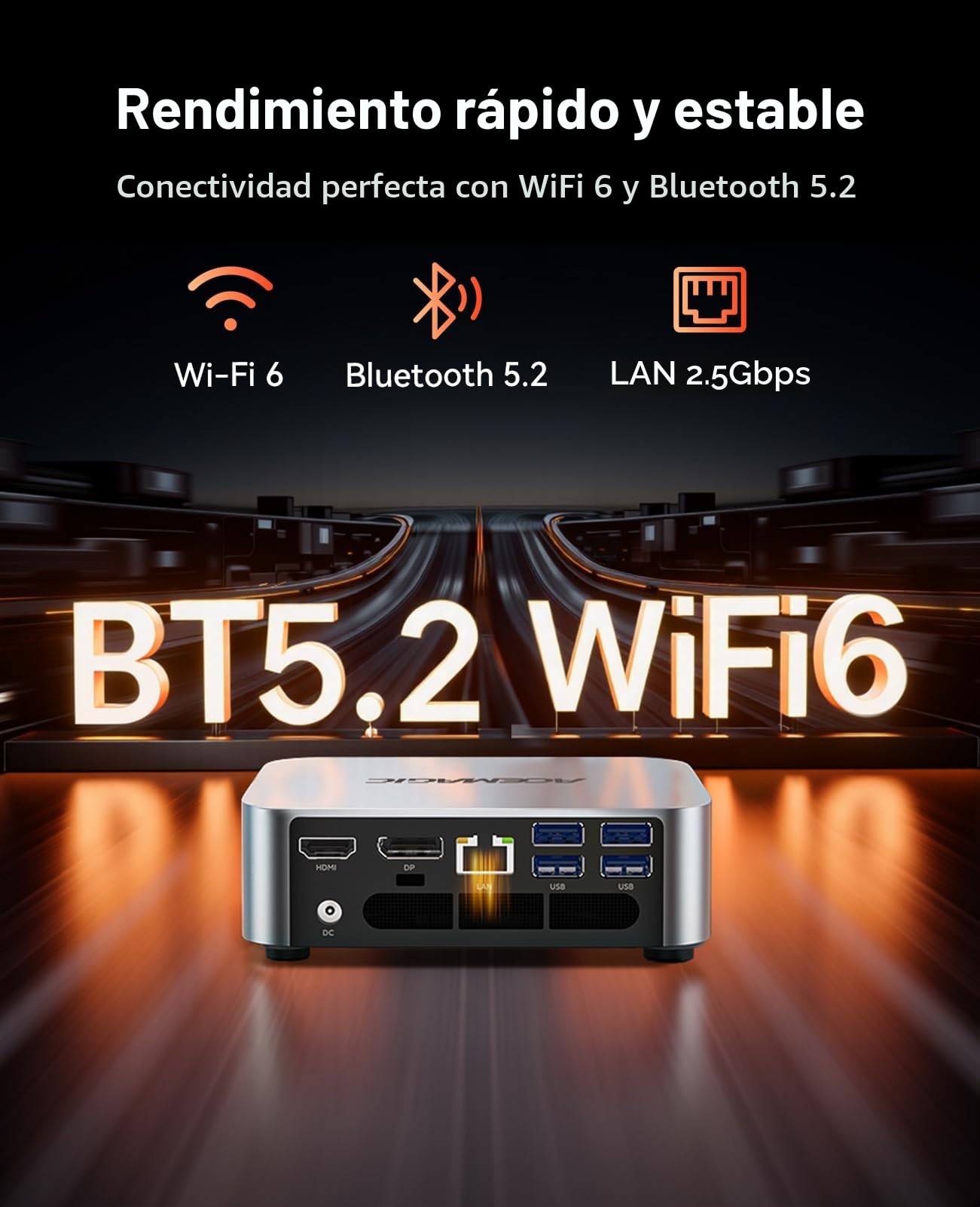 ACEMAGIC Matrix Mini M1 Mini PC, Windows 11 Pro, AMD Ryzen 7 6800H (8C/16T, hasta 4,7 GHz), Mini Ordenador con 32 GB LPDDR5 1TB M.2 SSD, Pantalla Triple 4K, WiFi 6/BT 5.2 para Juegos y Oficina