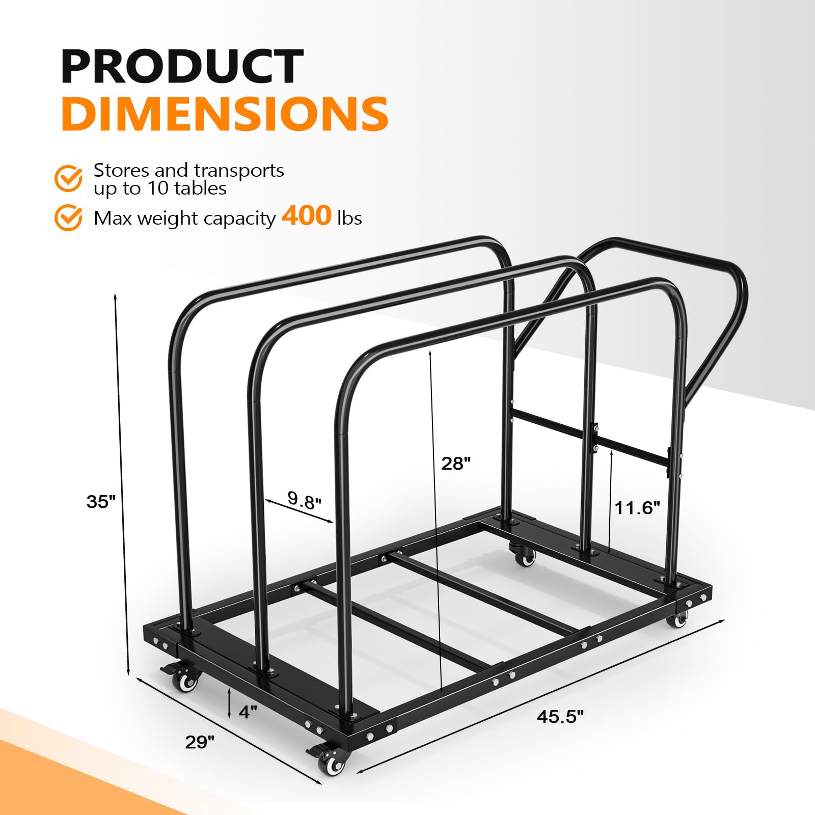 Amazon.com: VINGLI Folding Table Dolly, Heavy Duty Table Cart with