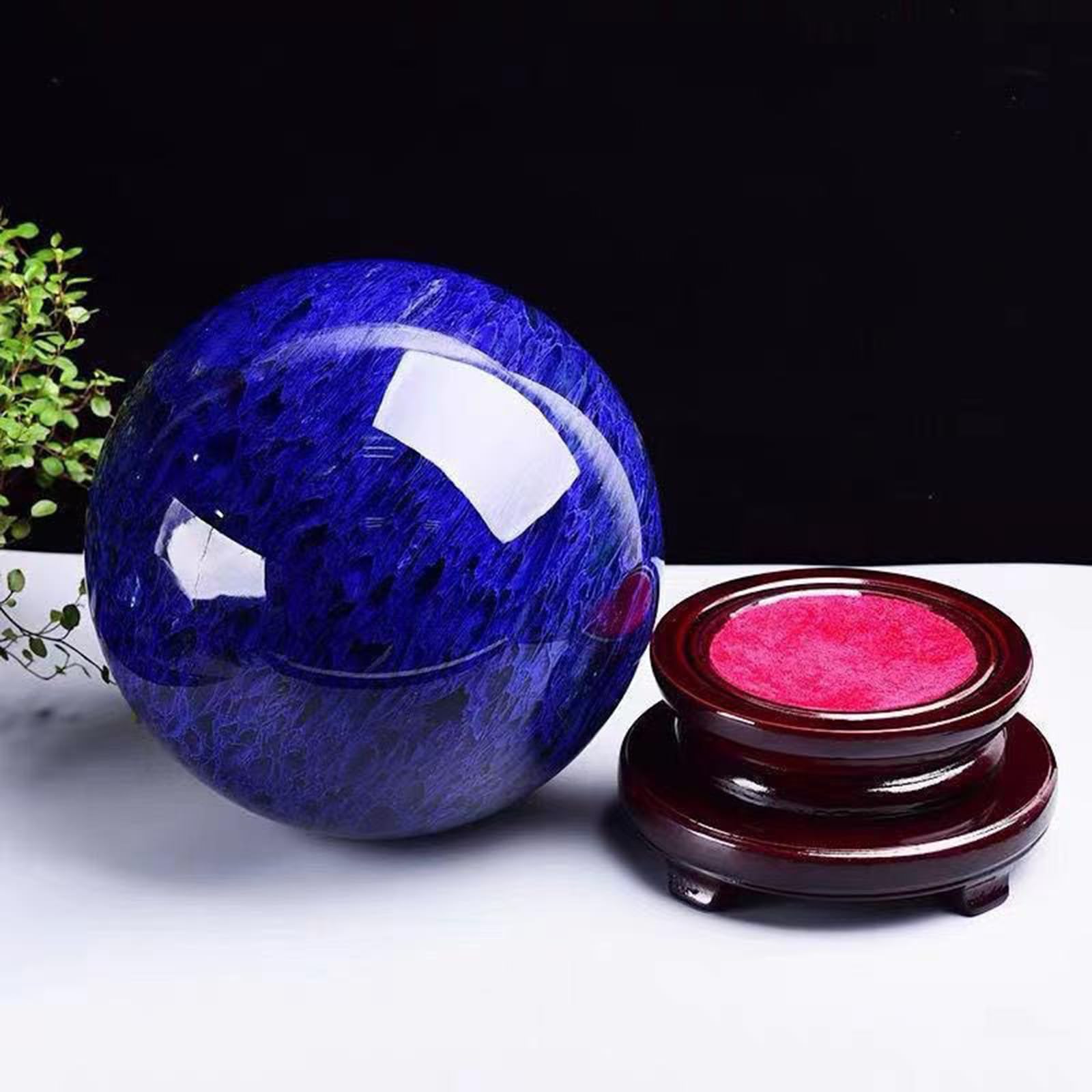 Esfera de Cristal de Cuarzo Natural con Soporte, Bola de Cristal Azul de fundición, Escultura de Bola de Piedra Preciosa Mineral curativa con Bola de Cristal mágico,12cm/4.7in