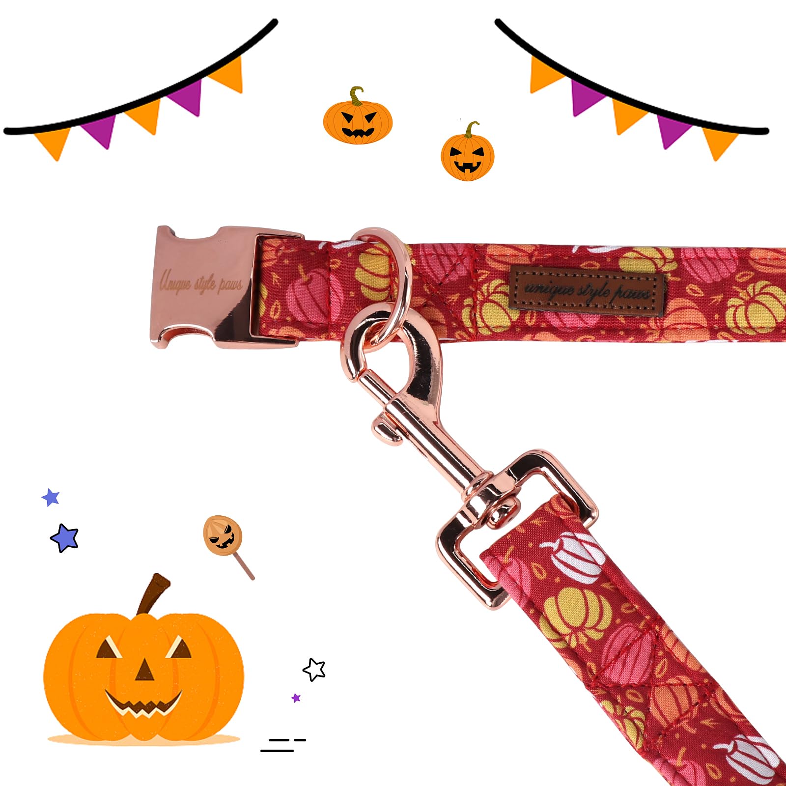 ARING PET Halloween Hundehalsband – Verstellbar, Kürbis-Muster, Baumwolle, Für Kleine Bis Große Hunde