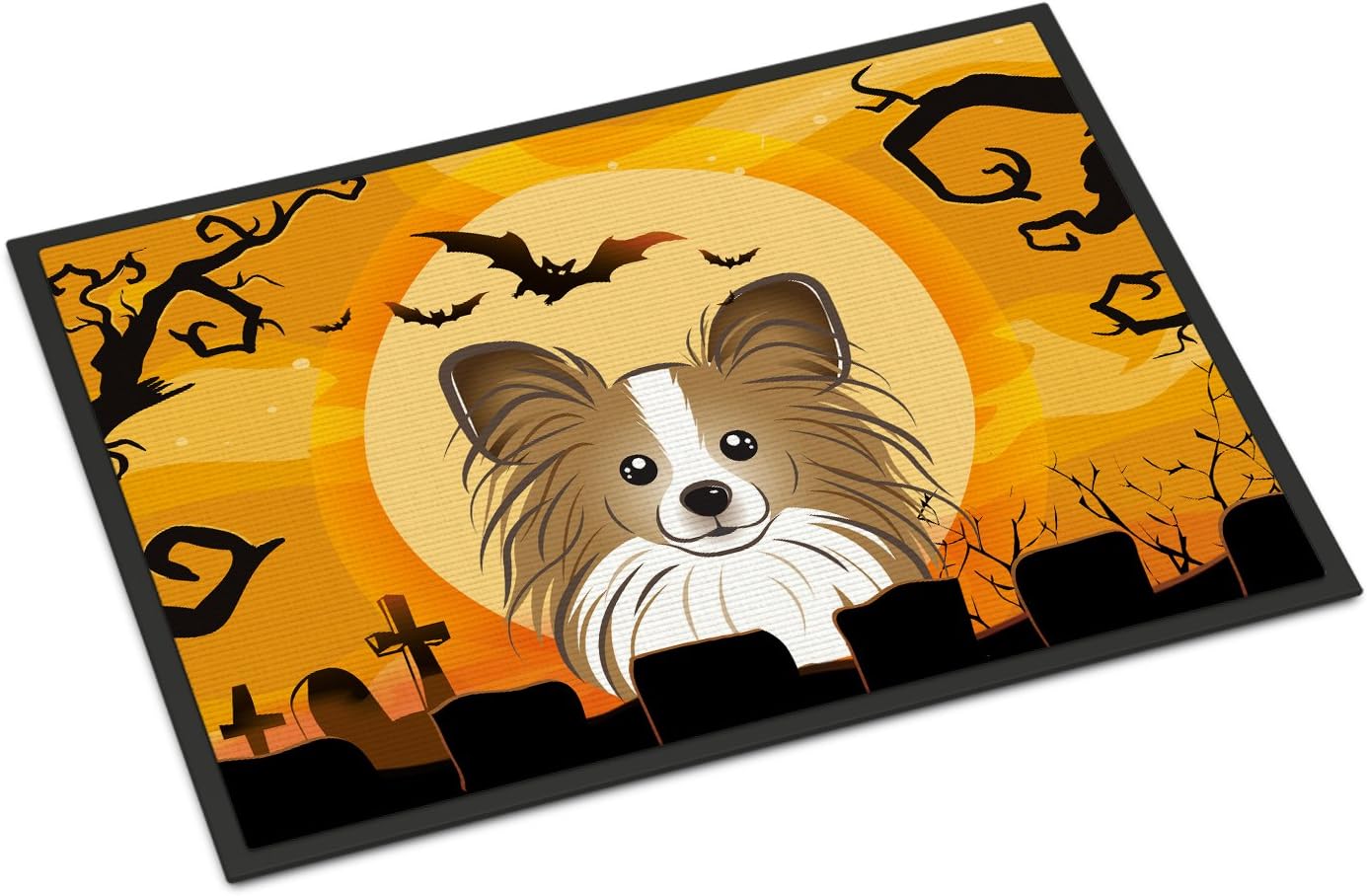 Caroline's Treasures BB1806MAT Halloween Papillon Doormat 18x27 Front Door Mat Indoor Outdoor Rugs for Entryway, Non Slip Washable Low Pile, 18H X 27W