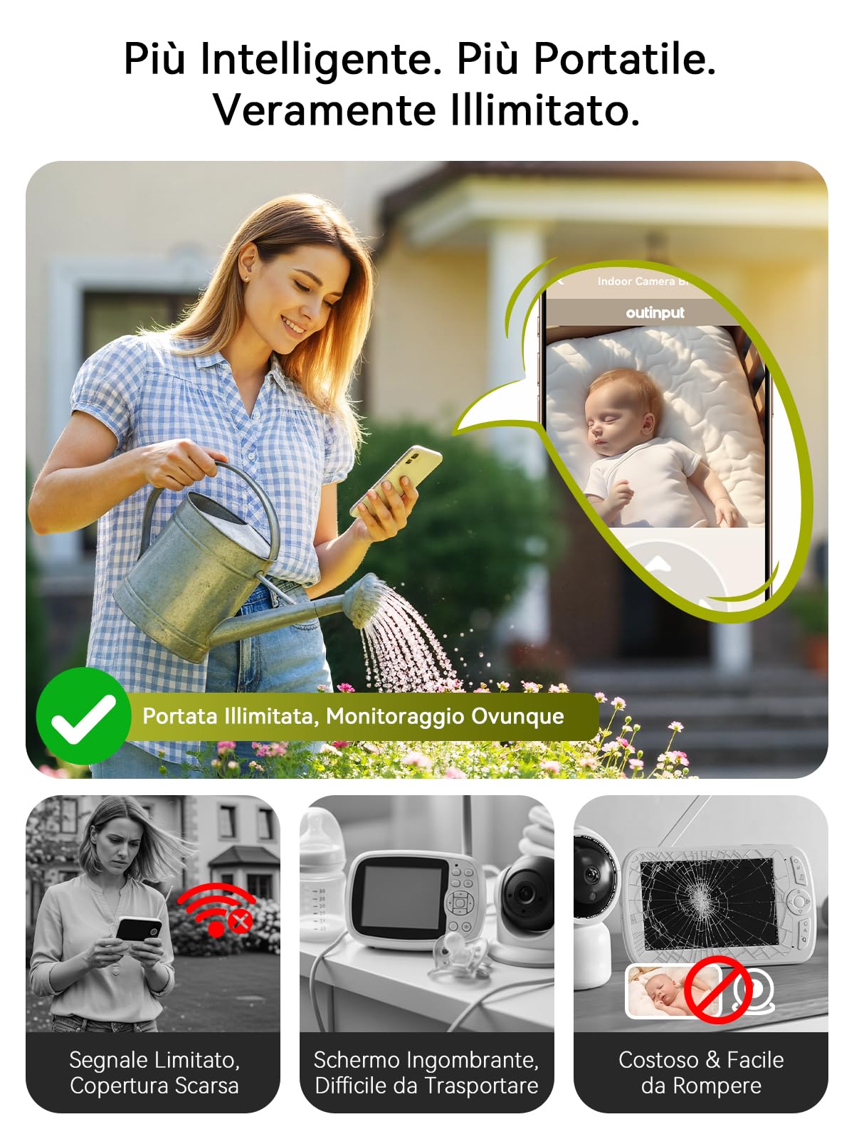 2K 4MP Baby Monitor Telecamera WiFi Interno 355°, APP Controllo, Luce Notturna Calda, Visione Notturna, Audio Bidirezionale, Promemoria Allattamento, Promemoria Temperatura e Umidità, Ninne Nanne