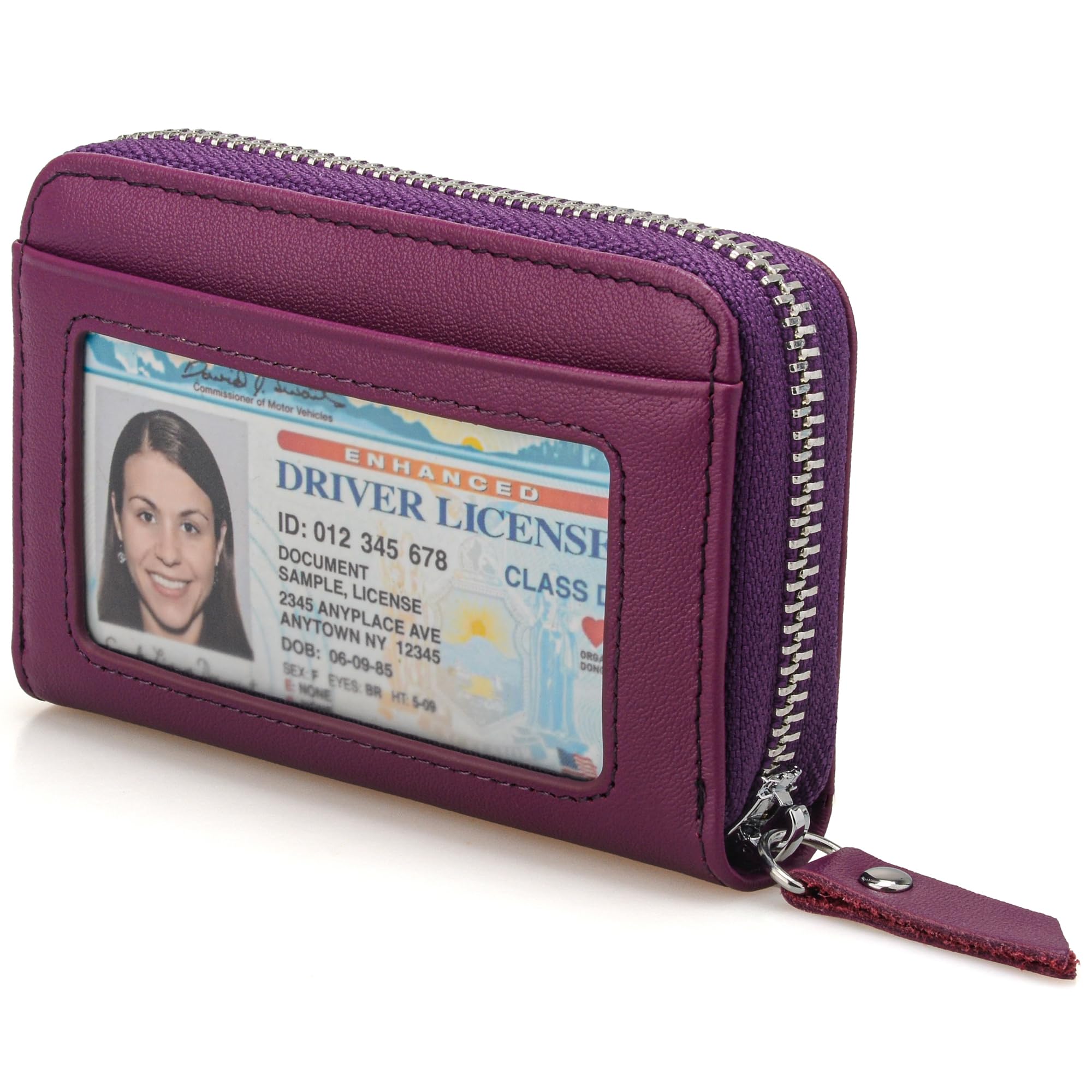 KM Legend Wallet for Women,Slim RFID Blocking Credit Card Holder with ID Window,Double Zipper Compact Purses for Women with Coin Pocket