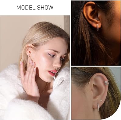PABBEU Gold Hoop Earrings for Women Sterling Silver Post Small Gold Hoop Earrings 14k Real Gold Tiny Hypoallergenic Small Hoop Earrings Set for Women Men 13/15 /20mm
