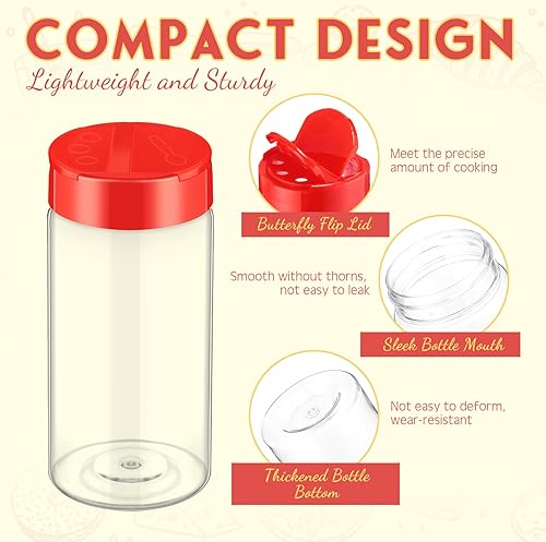 Miniatura 3 de Uiifan Paquete de 30 tarros de plástico de 8.7 onzas líquidas para especias con tapas agitadoras, recipientes transparentes para condimentos,