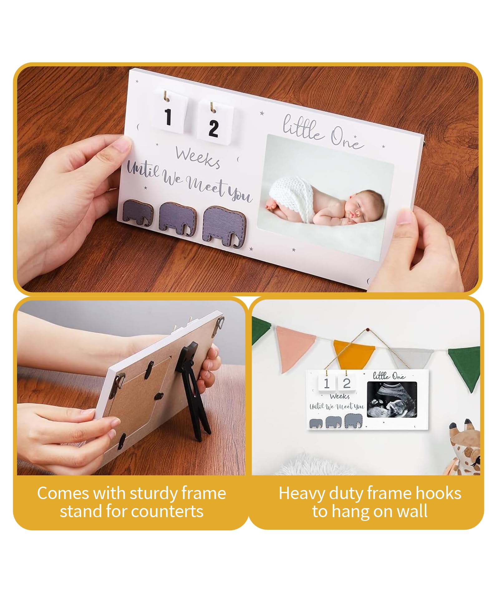 GODSDWARES Sonogram Photo Frame, Mom to Be Gifts for Pregnant Women, Gift for Pregnant Woman, Wooden Ultrasound Picture Frame Keepsake for Expecting Parents 4
