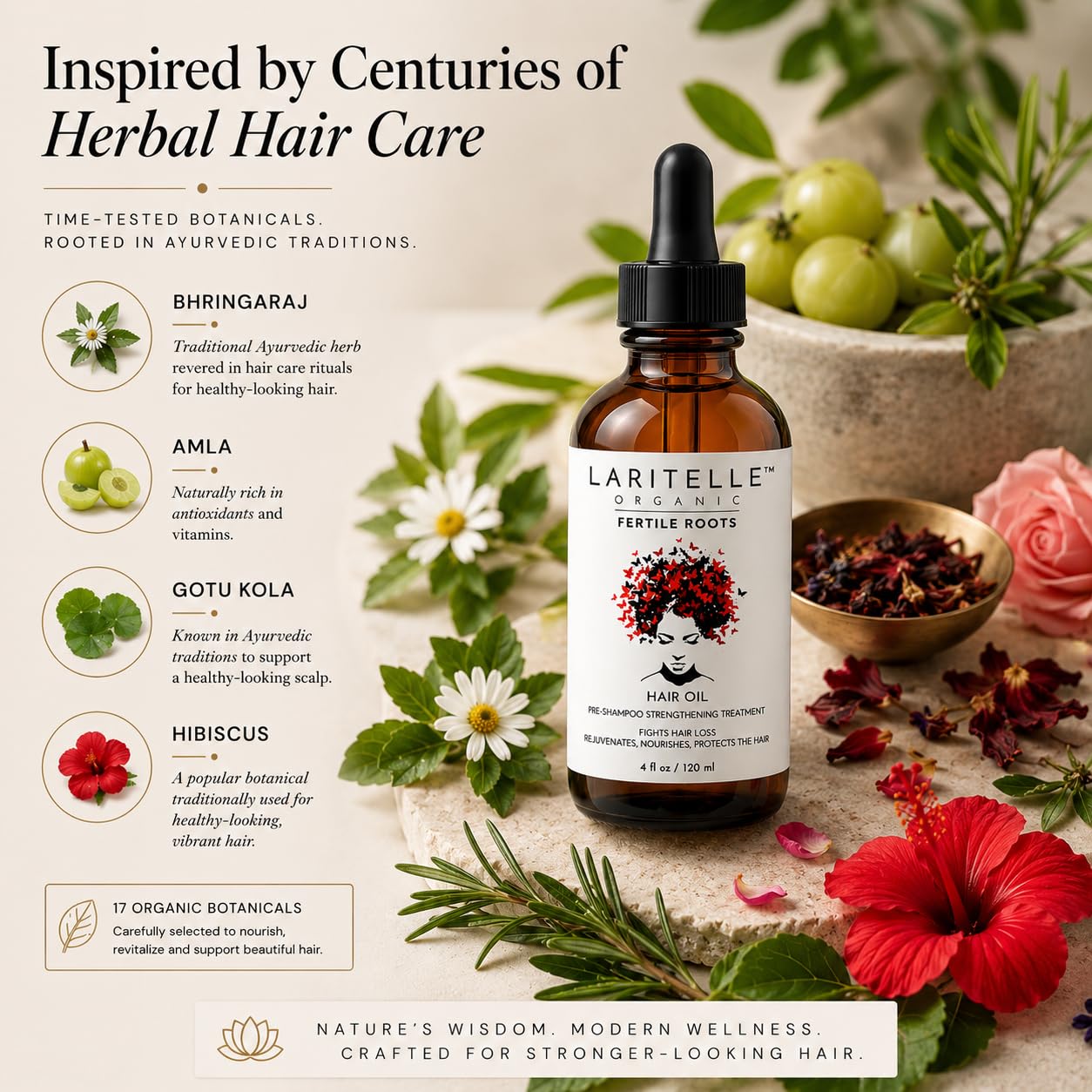Laritelle Organiczna utrata włosów dla mężczyzn i kobiet 4 uncje | Fortifying, Strengthening & odmładzające paliwo follikowe | Stops Hair Shedding, Promotes New Hair Growth | GMO-free. Wegan