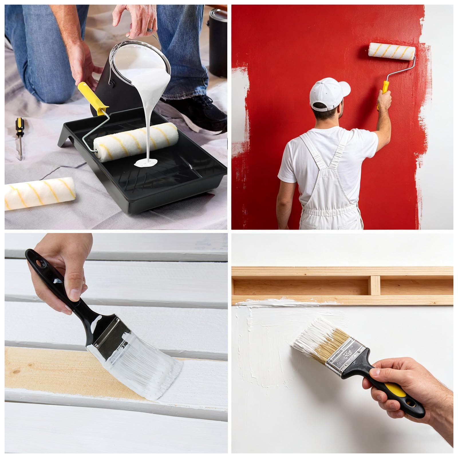 Set di rulli per pittura con asta telescopica, set da 18 pezzi, rullo e vaschette, rullo in fibra ultrafine per dipingere pareti, soffitti, porte