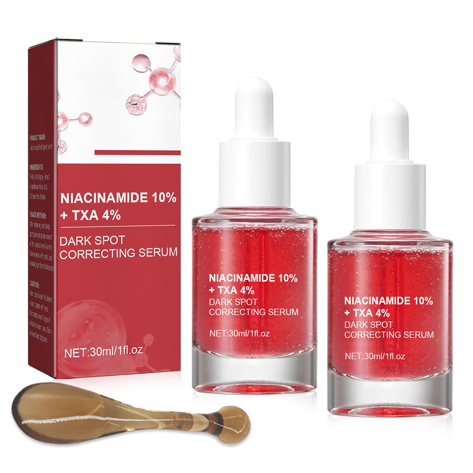 Dark Spot Correcting Serum 2PCS Niacinamide Serum,10% Niacinamide+4% Tranexamic Acid,Removes Acne Scars and Evens Skin Tone,Fragrance-Free