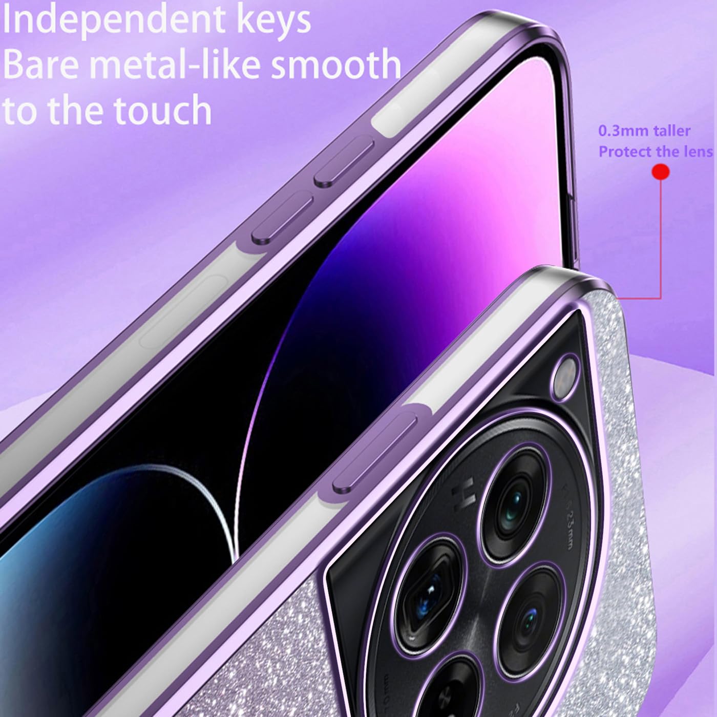 Glitzer-Handyhülle Für OnePlus 12 – Transparent Mit Pailletten, Blau, Stoßfest & Dünn, Bling-Look Für Mädchen & Frauen