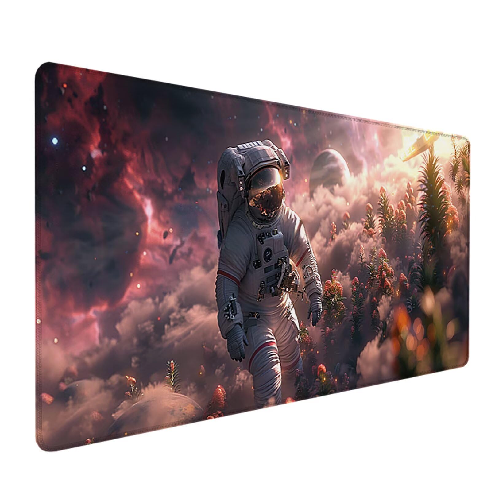 Astronauta Alfombrilla Ratón Gaming XXL 1500 x 800 mm, Alfombrilla Gaming Rosa Mousepad con Base de Goma Antideslizante, Impermeable Desk Mat para Teclado y Raton, Accesorios Gaming, Regalos 7-T