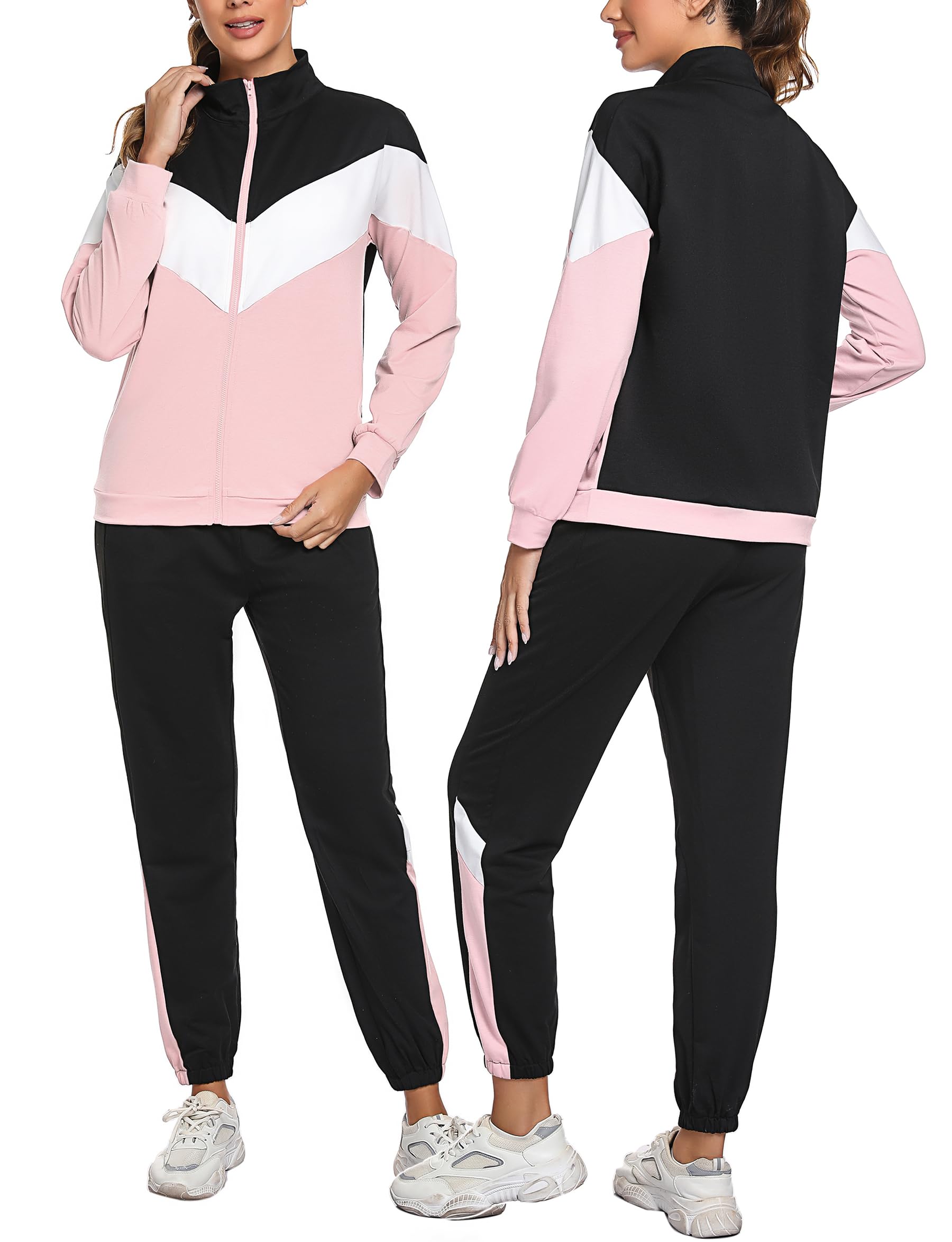 Marvmys Tuta Donna Sportiva Due Pezzi Giacca con Zip e Pantaloni Lunghi