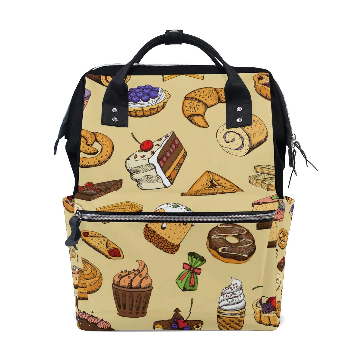 College School Bookbag Backpack Laptop Backpack Travel Bag for Girls Boys Pastry Sweets Cakes Kulich Piece