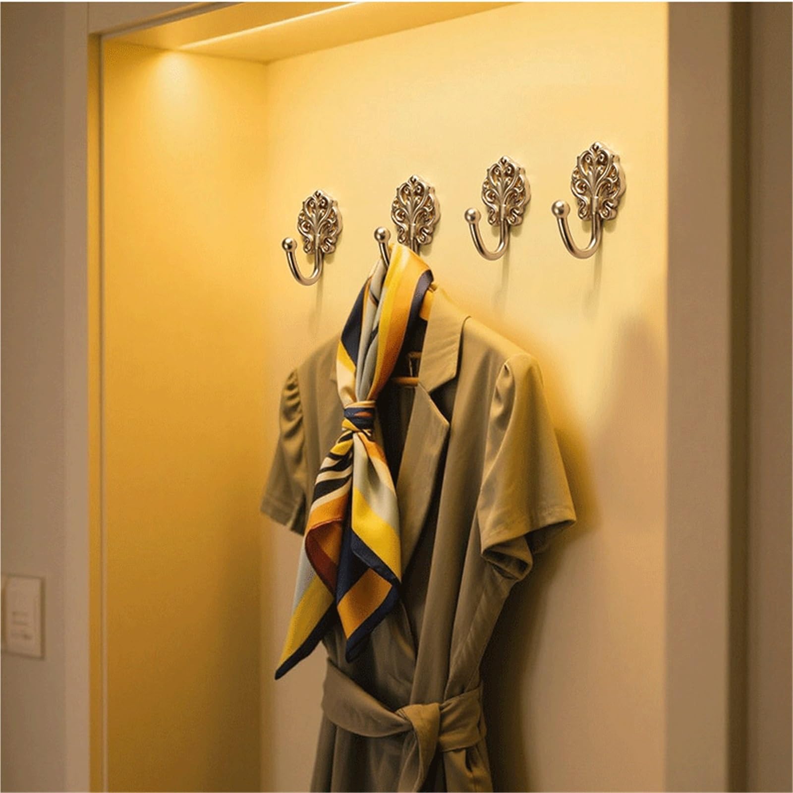 Crochet Mural Porte-manteau mural en laiton, adapté aux salons(Gold)