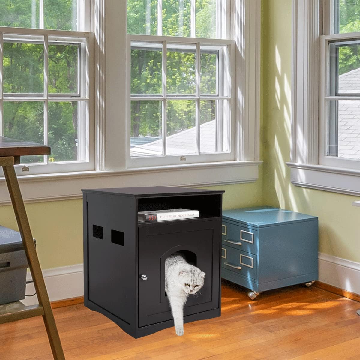 Decorative Cat Litter Box Cover,Cat House & Side Table