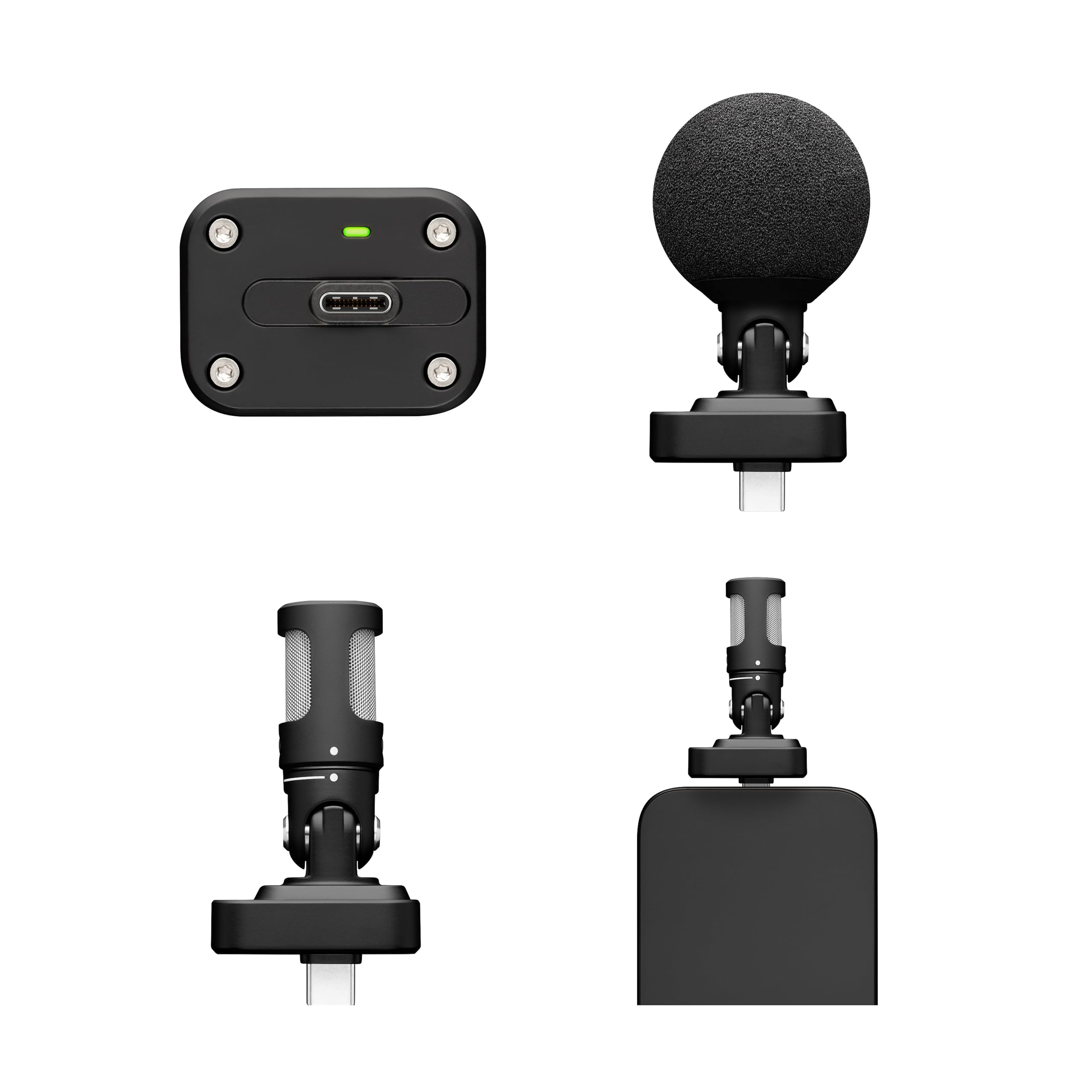 Shure MV88 USB-C Microfono, per registrazioni e vlogging iPhone & Android,con modalità di livello automatico, denoiser in tempo reale e quattro modelli polari - Nero