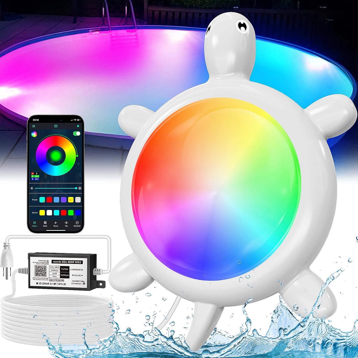 PRIORARE 2 Packs 22W Pool Lights with APP Control