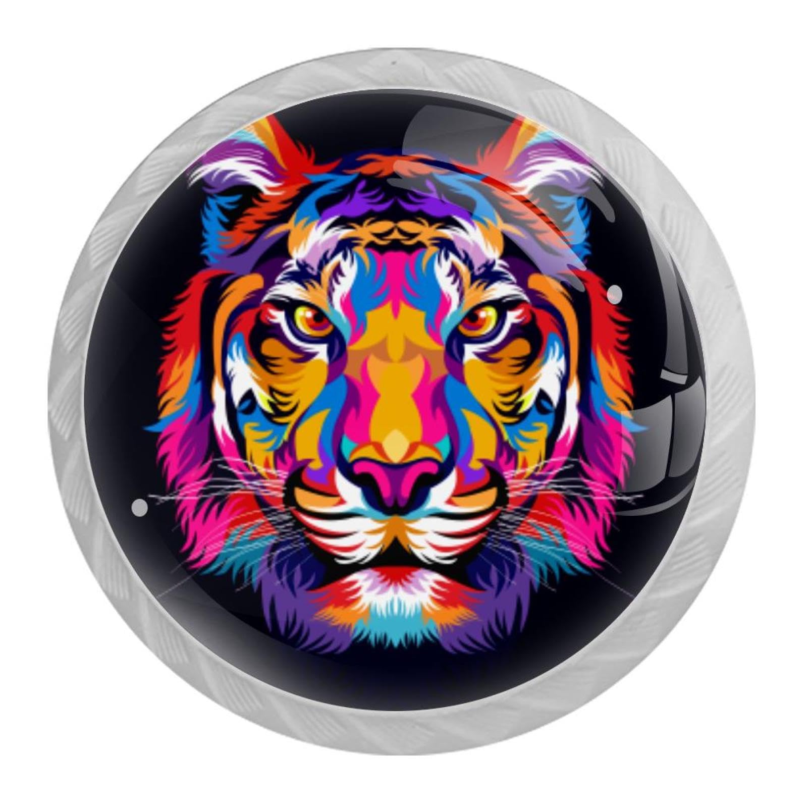 Tqmspg Multi19 4 Pieces Drawer Pulls Tiger Animal Door Knobs Dresser Handles For Kitchen Wardrobe Cupboard Hardware Furniture
