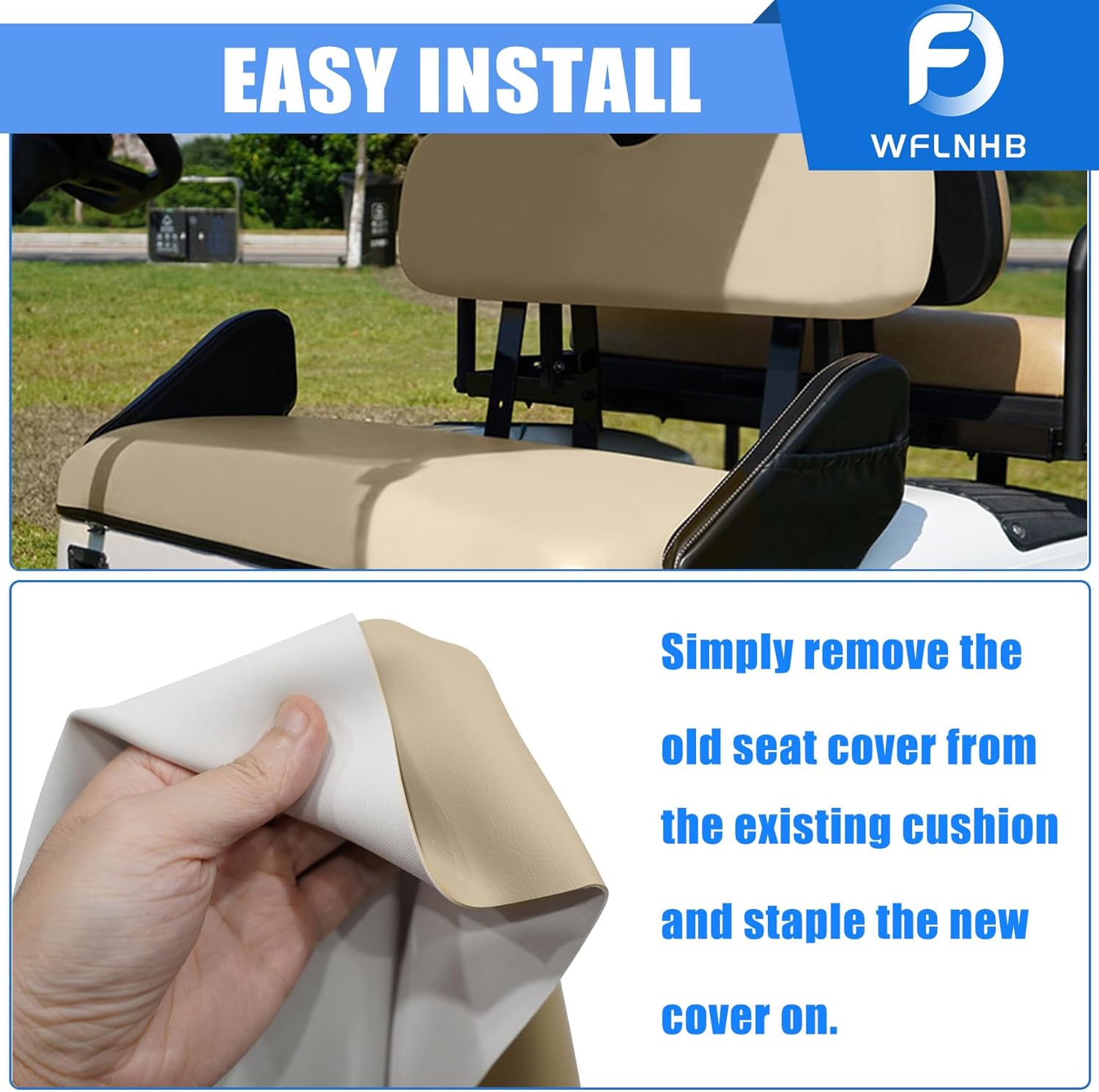 WFLNHB Golf Cart Front Seat Cover Set Replacement for EZGO TXT 1995-2013 Golf Carts