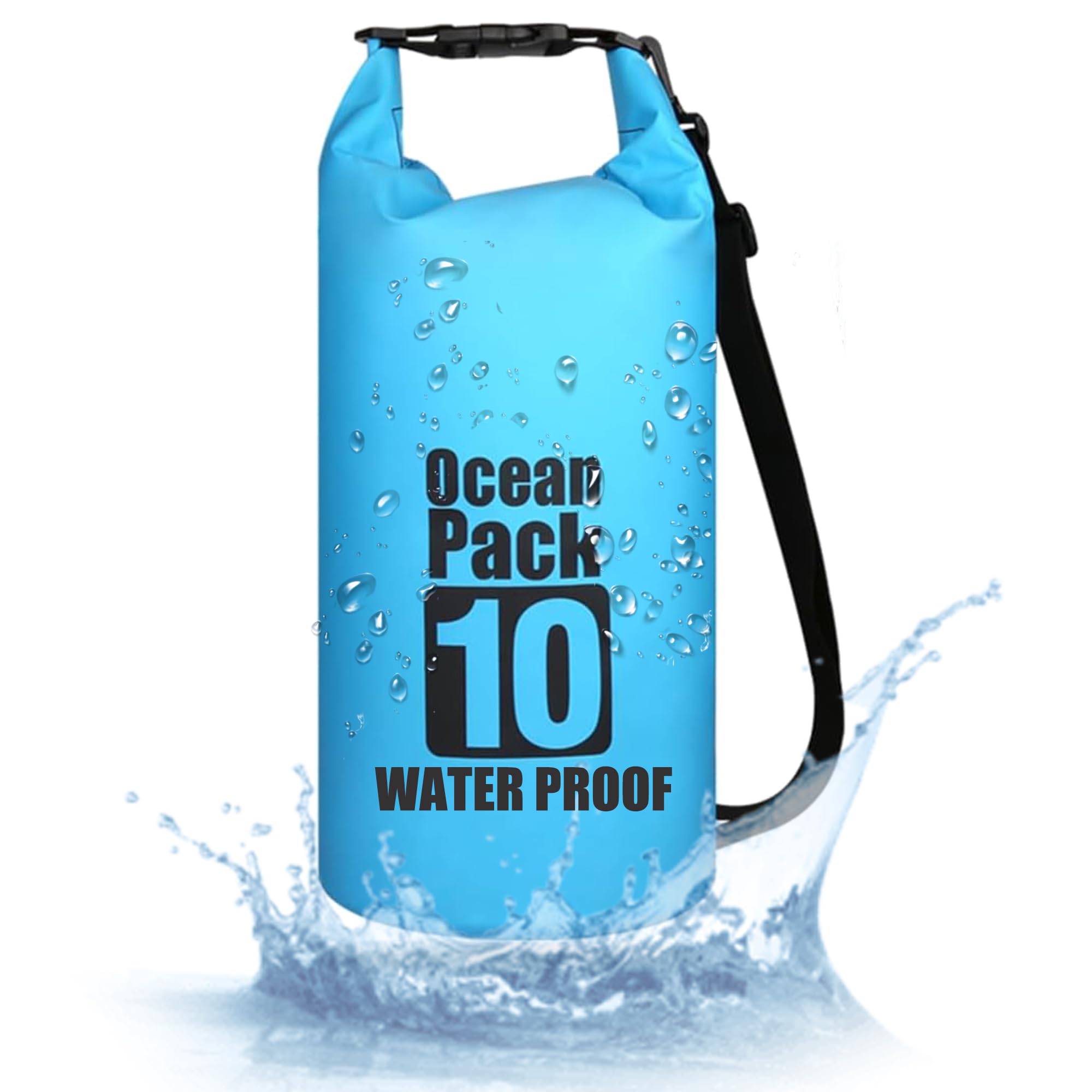 WLHFDC Dry Bag 10L,Waterproof Bag with Adjustable Shoulder Strap,Drybags Waterproof,Ultralight Camp Canoe Bags Sacks,Small Capacity Swimming Bags for Hiking,Rafting,Surfing,Cycling,Camping,Fishing