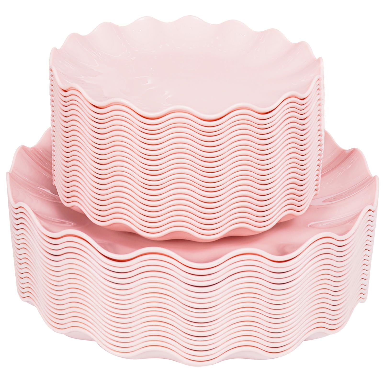 Photo 1 of LIYH 50 Pcs Pink Plastic Plates Reusable - Durable and Dishwasher Safe Baby Shower Plates Wavy Daisy Plastic Flower Plate for Mothers Day Plates Party Wedding Birthday Picnics BPA Free (25Guests)